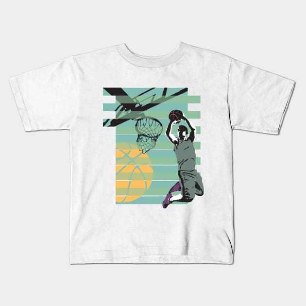 Basketball Slam Dunk Kids T-Shirt by Dojaja